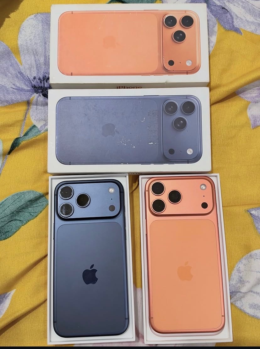 iPhones 17 pro max Azul e laranja