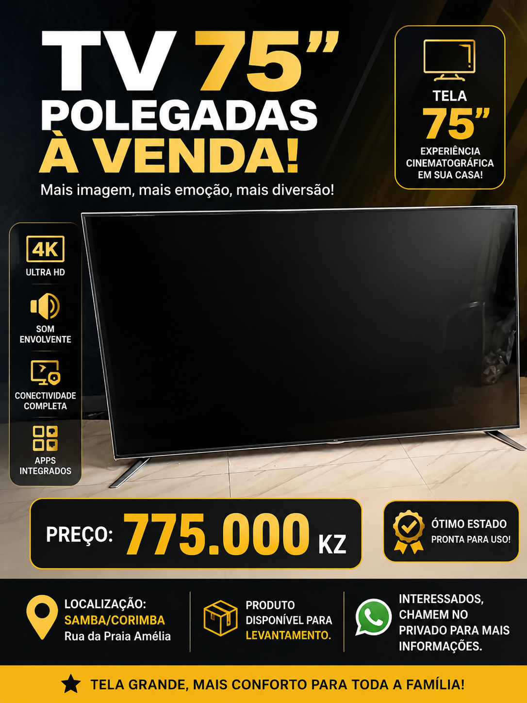 Samsung TV 75 polegadas