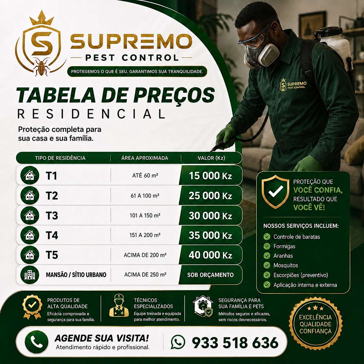 Serviço de desinfestação profissional