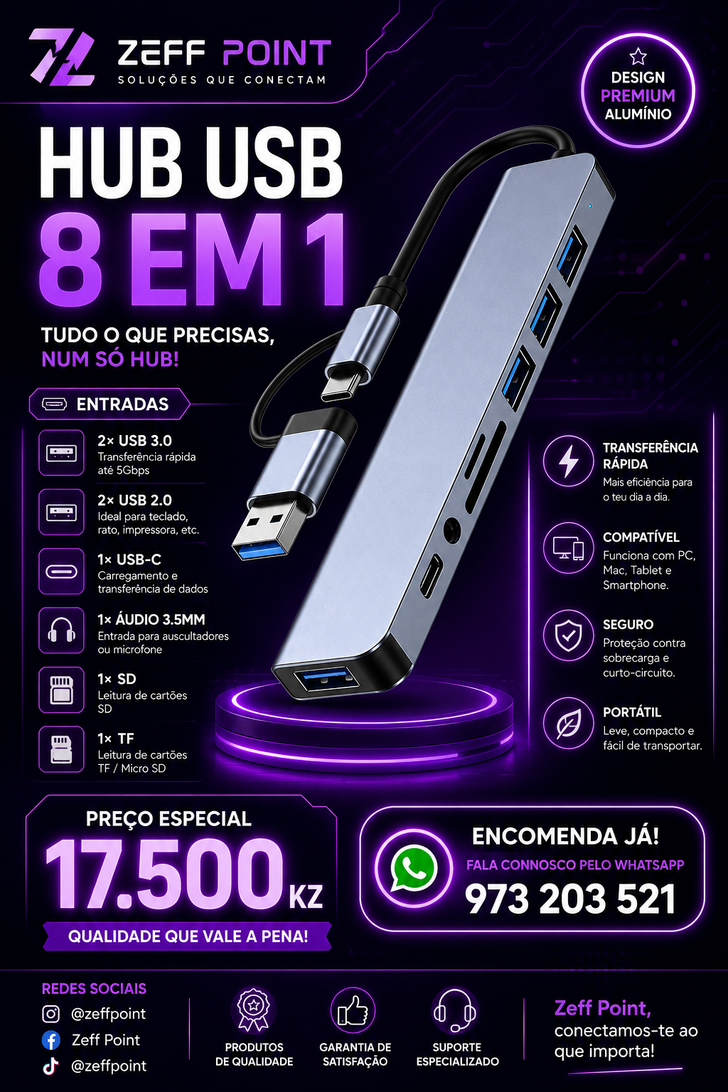 Hub Usbc. 8 em 1.
